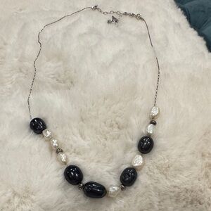 Elegant Black and White Beaded Necklace